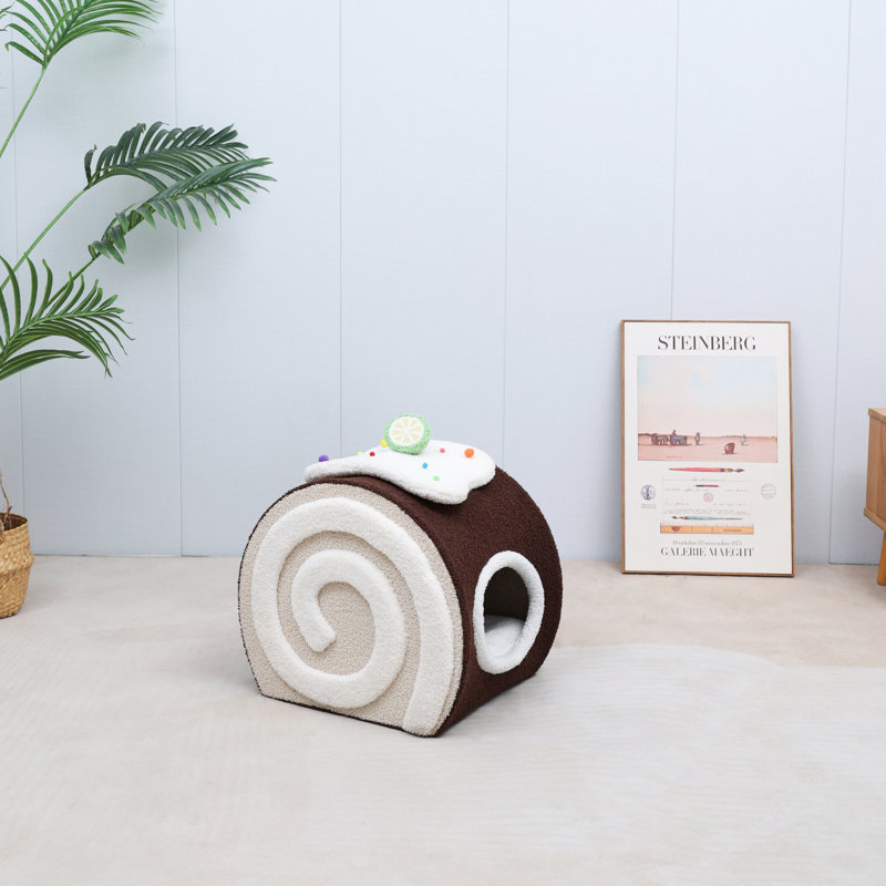 Lit à roulettes pour chat, rouleau mignon 18,5 po avec surface gratteuse douce