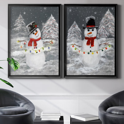Festive Snowman I - ensemble de 2 reproductions d'art