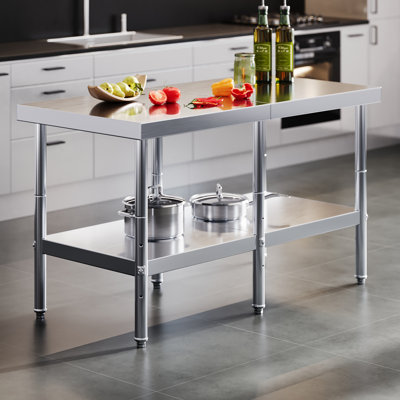 30x60in Stainless Steel Table, Kitchen Prep Table with Adjustable Undershelf, NSF Certified Metal Surface for Home Kitchen, Restaurant, Hotel, and Garage