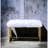 18.43 In. Depth Bench With White Faux Fur Seat And Gold Metal Appearance Armless Backless Upholstered Support, No Storage