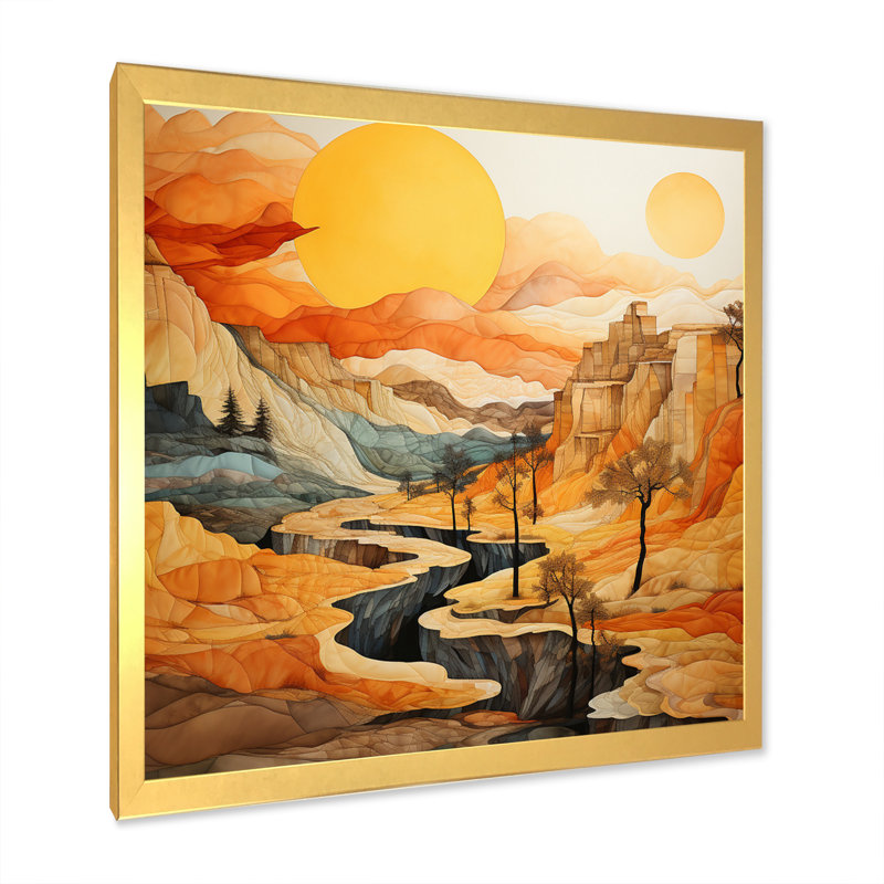 «Bold Landscape Canyon Desert VI - Canyon», art mural, Cadre doré simple, H 30 po x l 30 po x P 1 po