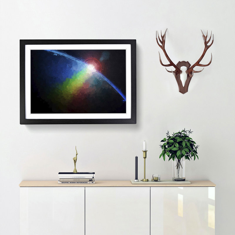 The Earths Atmosphere in Abstract - Picture Frame Painting Print, 62cm H x 87cm W x 2cm D, Black Framed