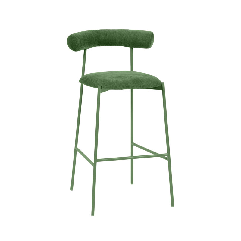 Tabouret de bar et de comptoir en velours Geraldina, Vert forêt, Tabouret de bar (siège d'une hauteur de 29,1 po)