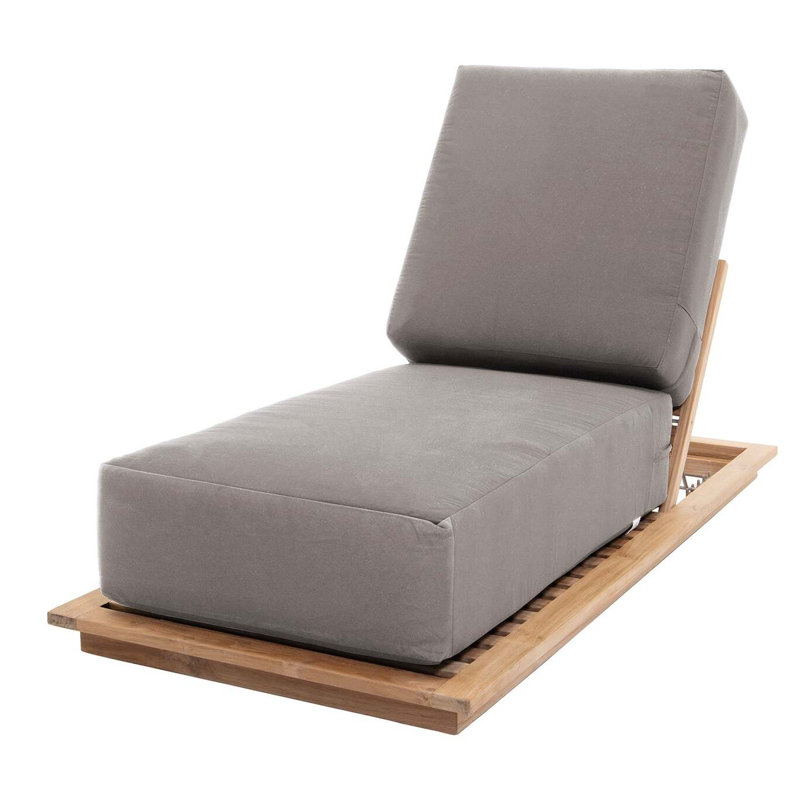 Varenna Outdoor Teak Wood Chaise Lounge , Sunbrella Cushion Included, Taupe