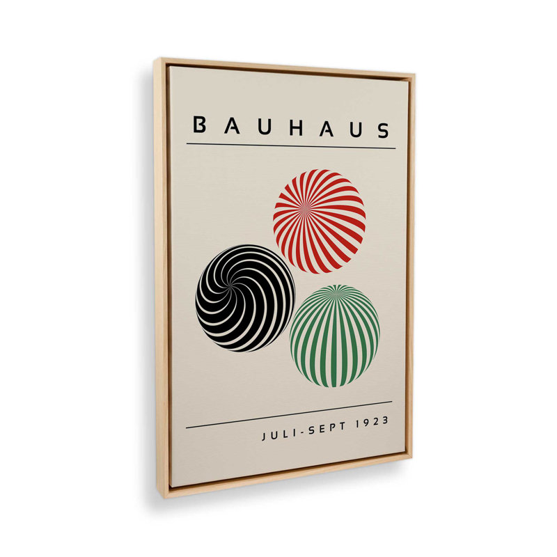 Reproduction de sphères géométriques sur toile Bauhaus, H 30,75 po x l 20,75 po, Cadre flottant brun