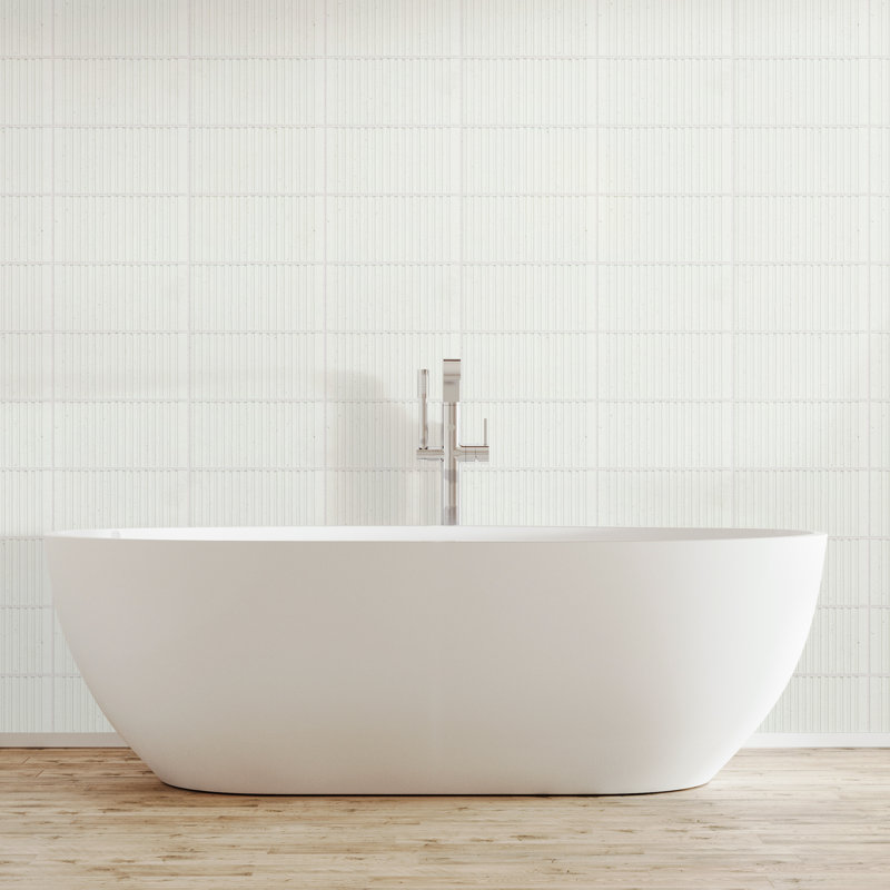 Kings Loft 7-7/8 In. X 15-3/4 In. Fluted Ceramic Wall Tile, White