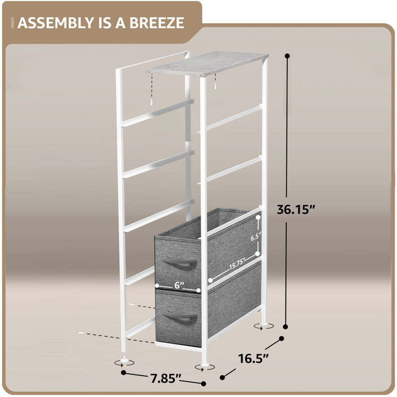 Sorbus Narrow Dresser with 5 Drawers - Vertical Slim Storage Chest of Drawers with Steel Frame, Wood Top & Easy Pull Fabric Bins for Small Spaces, Closets, Bedrooms, Bathrooms & Laundry
