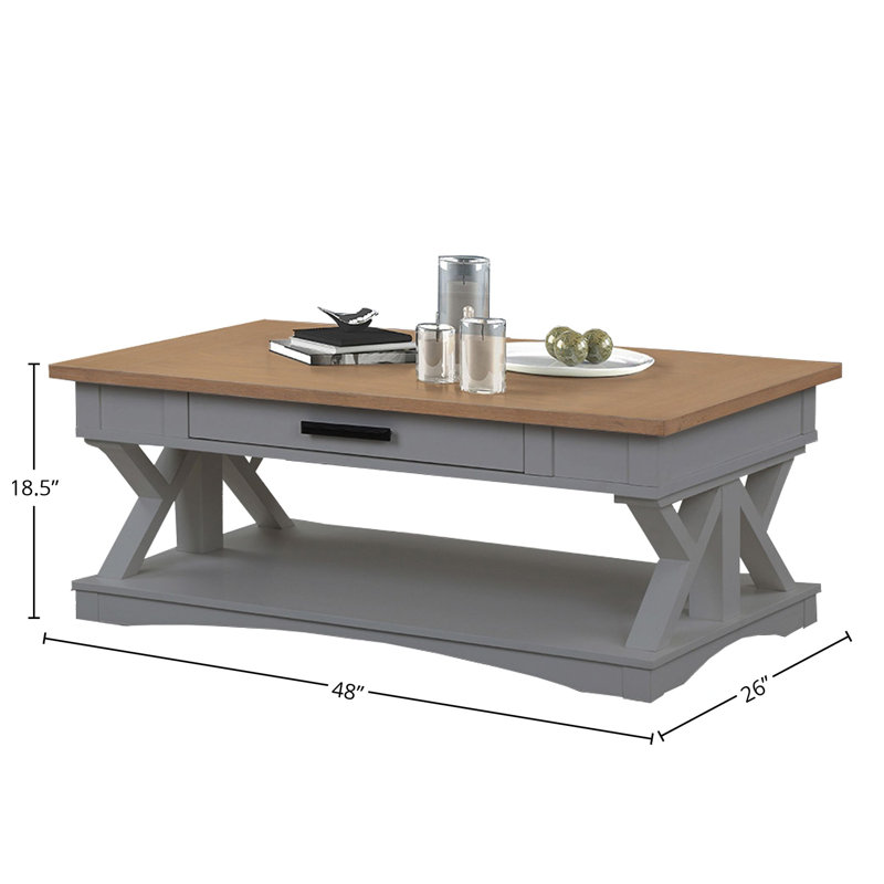 Table basse avec 2 tables d'appoint Stapleton, Naturel patiné, Colombe