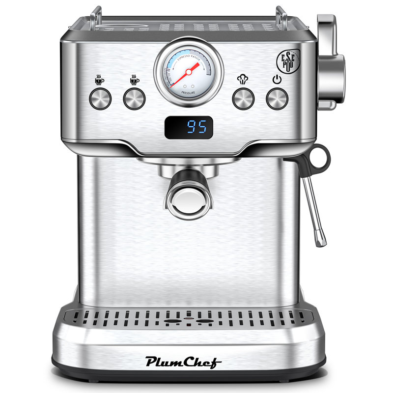 Machine à espresso professionnelle 20 bars - Mousseur à lait, simple / double, compatible avec les dosettes, affichage visuel de la température et de la pression, réservoir d'eau amovible pour cappuccino, latte et macchiato