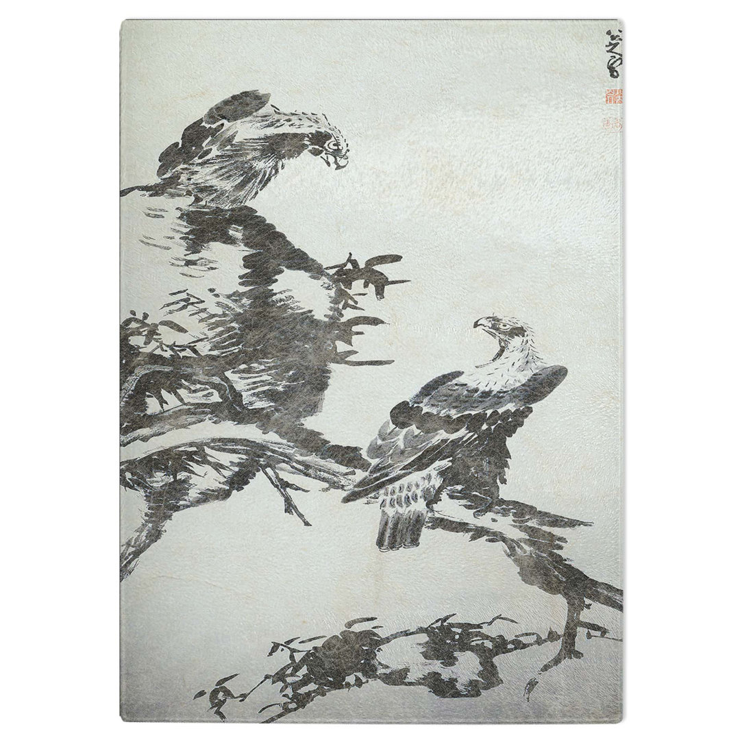 Tempered Glass the Two Eagles by Bada Shanren Chopping Board