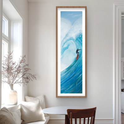 «Surfer on a Big Wave - Man Cave Sea», reproduction encadrée