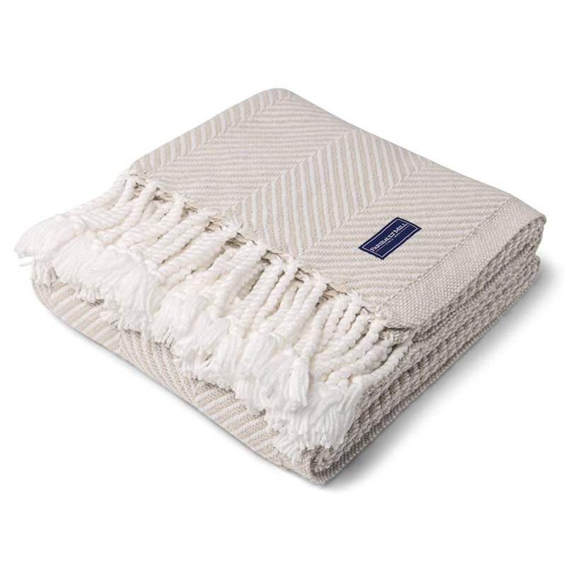 Jeté en coton Coastal Monhegan, Chevron brun clair