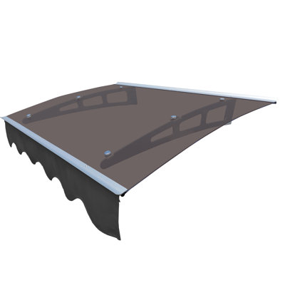 Door Window Awning Canopy - Upf80+ Polycarbonate Roof Heavy-Duty Mounting Brackets 47"X34". Polycarbonate. Brackets. Heat . Outdoor Shade. Dark Brown