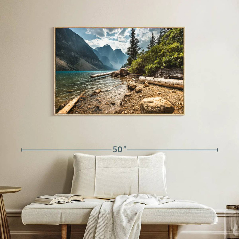 Moraine Lake Waterfront, Cadre flottant en bois naturel, 40 po x 27 po
