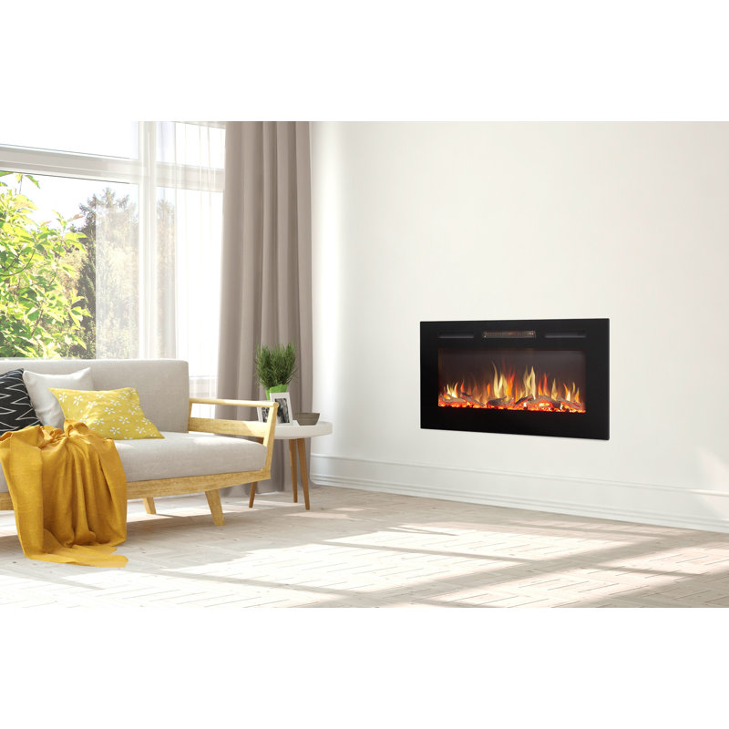 Orlando Adam Black Electric Fireplace Insert, 50" H x 92" W x 12" D