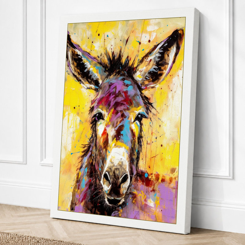 Colourful Llama Modern 1 Piece Wrapped Canvas Wall Art, 30x20 - 76.2 x 50.8 cm, White Border