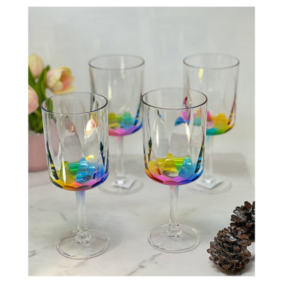 Verres à vin en plastique Rainbow Diamond