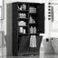 Armoire de rangement pour salle de bain avec portes et tiroirs, panier à linge inclinable, plusieurs espaces de rangement, style autoportant, tablette ouverte, tablette réglable, noir-847736805