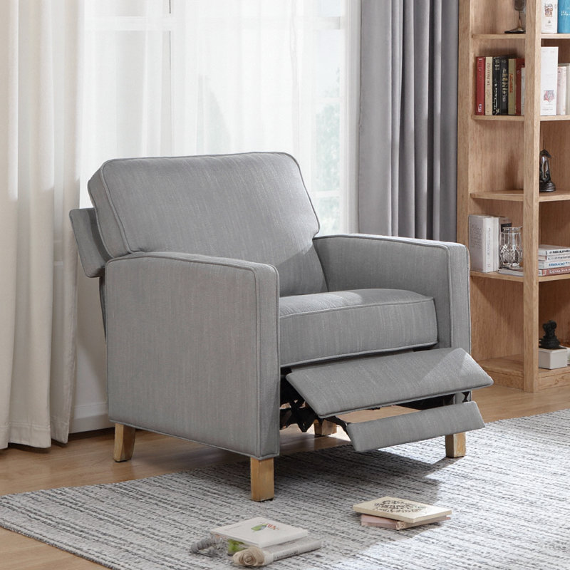 Fauteuil inclinable classique en bois massif avec dossier rembourré et moelleux