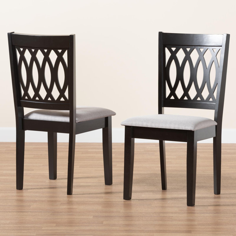 18.9'' H Fabric Upholstered Side Chair, Espresso Brown, Gray