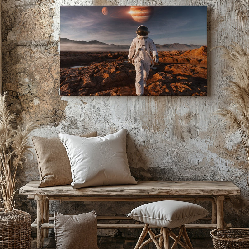 Reproduction d'art sur toile, "Un astronaute solitaire enfermé dans un espace blanc immaculé, qui brille sous le soleil lointain