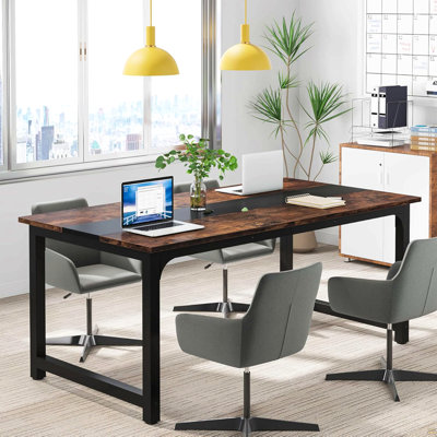 Grand bureau d'ordinateur moderne de 160 cm pour bureau à domicile – Table d'écriture robuste avec structure en acier, poste de travail industriel avec grand plateau et pieds réglables, brun rustique et noir