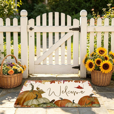 Autumn Pumpkin Welcome Floor Mat 24 x 36 inch for Front Door