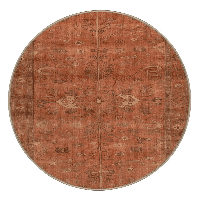 Tapis brun lavable à la machine, Rond 3 pi