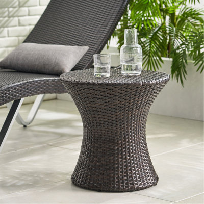 Table de bout 19 po avec plateau en verre, sans plateau en verre, brun
