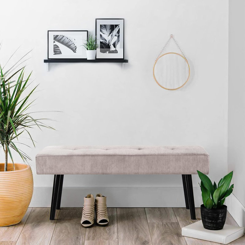 Banc rembourré 39,4 po Velours côtelé, Rose