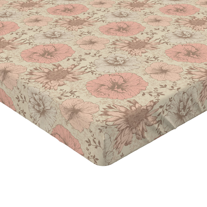 Drap-housse Ambesonne, Drap-housse grand, Rose, champagne / floral
