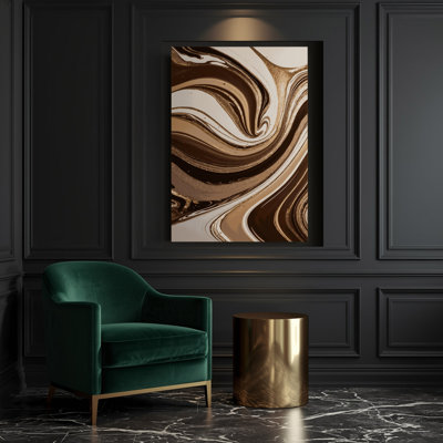 Abstrait art fluide sur toile brune 51