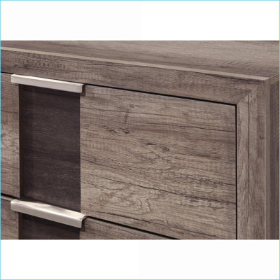 Table de chevet contemporaine brun rustique à 2 tiroirs - Mobilier de chambre en bois