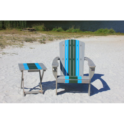 Pankow Cedar Solid Wood Outdoor Adirondack Chair with Table