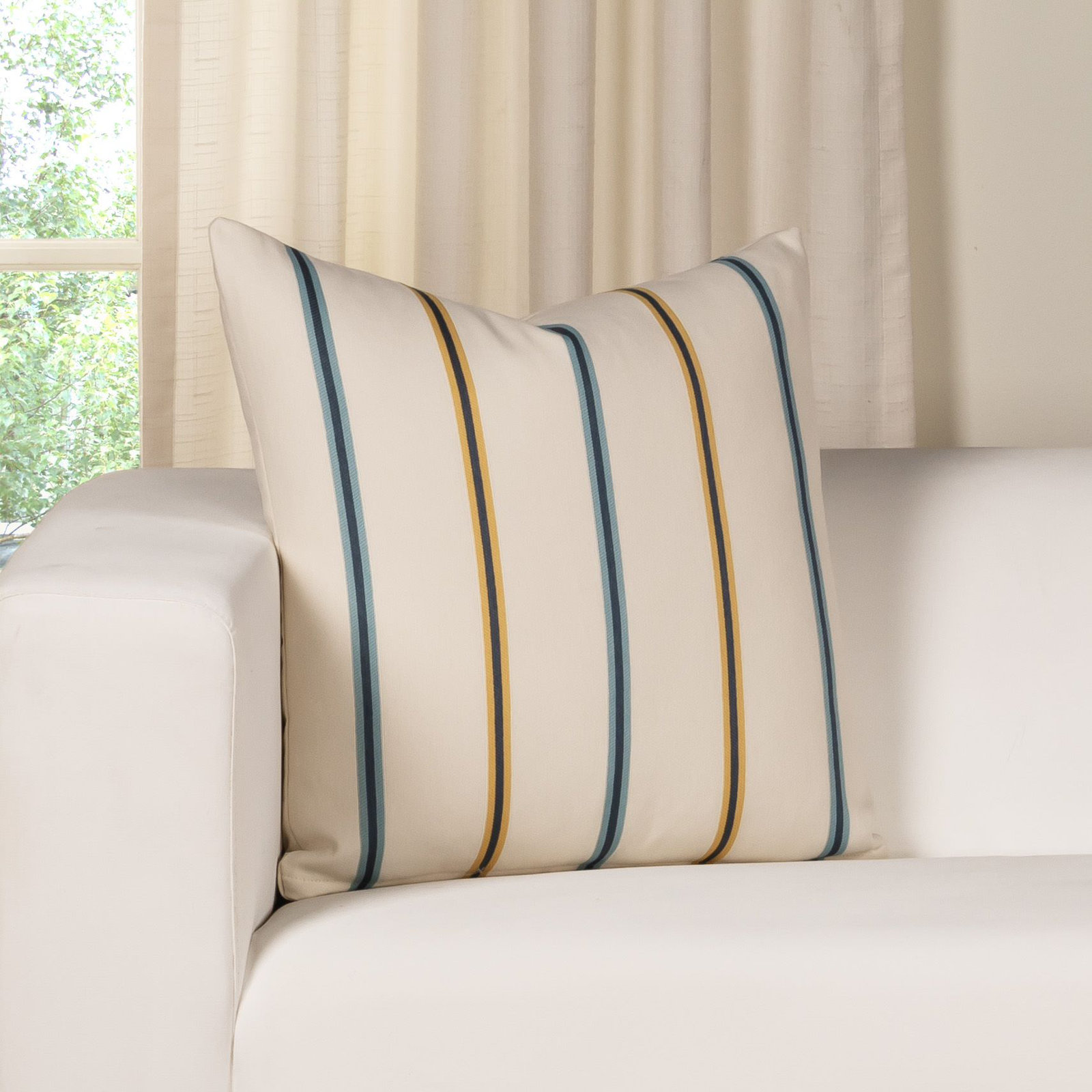 Maurine Striped Throw Pillow, Yellow, Square 17"
