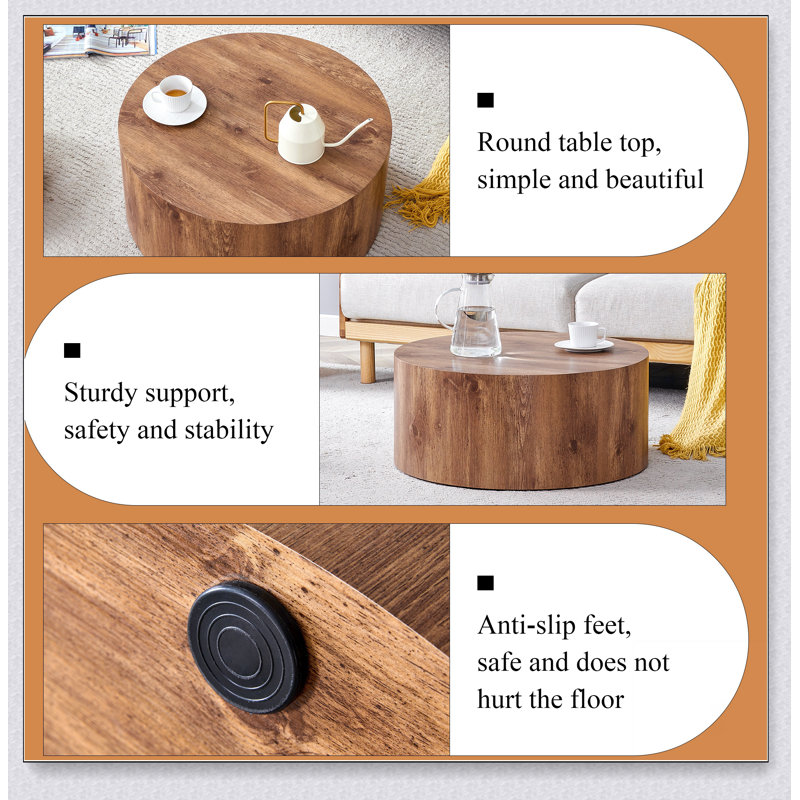The cylindrical table with its patterned design can be easily integrated