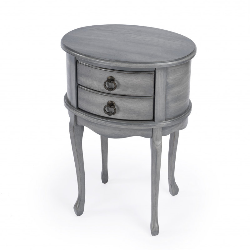 Table de bout à 2 tiroirs Nasiar, Gris