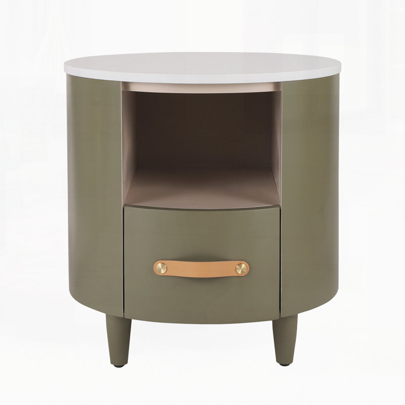 Table de chevet moderne avec tiroir de rangement, Vert