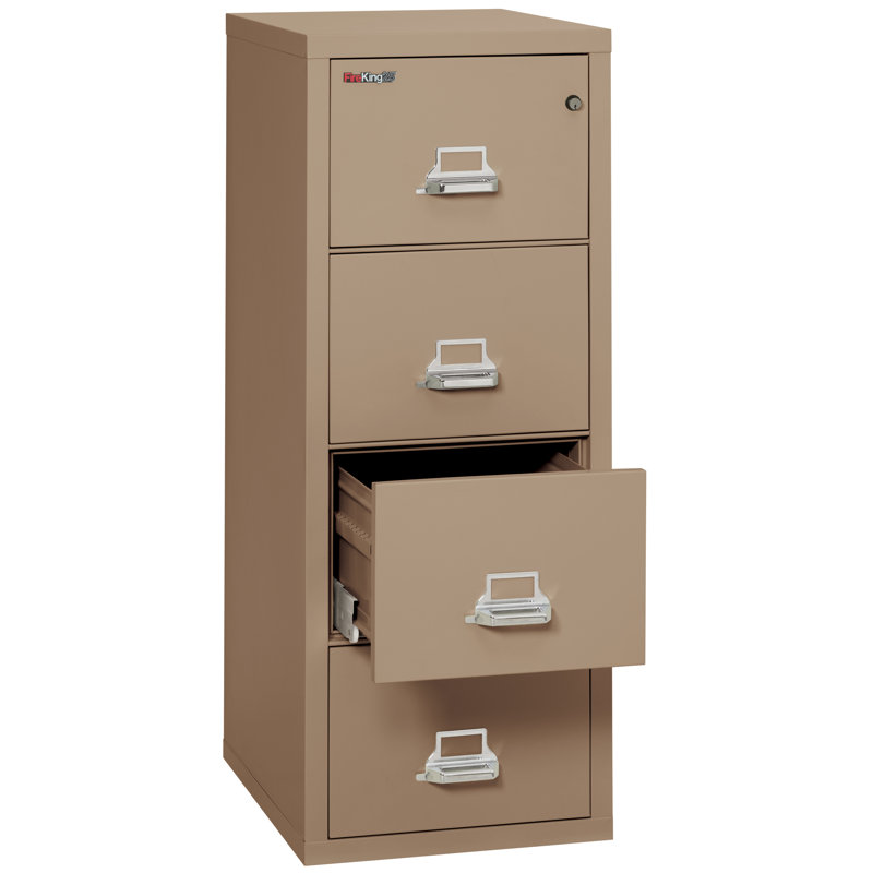 Fireproof 20.8125'' Wide 4 -Drawer Steel File Cabinet, Taupe, E-Lock