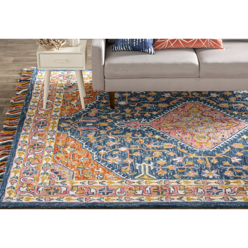 Carroll Hand Hooked Wool Oriental Indoor Rug, Rectangle 7'9" x 9'9"