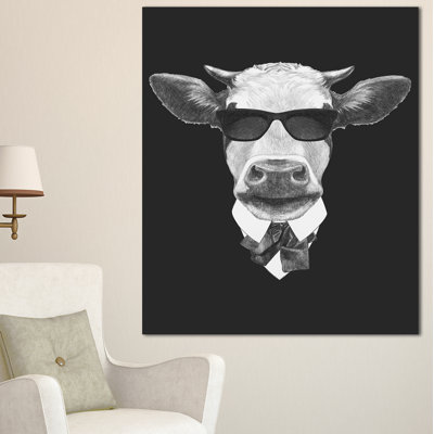 «Animal Cow in suit», reproduction sur toile - Vache amusante