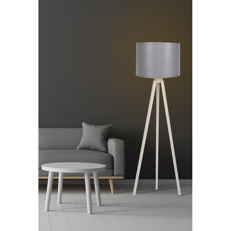 Lampe sur pied élégante avec finition grise, corps en panneau de fibres à densité moyenne, hauteur de 57,1 po | Abat-jour de 15,7 po de diamètre, douille E27 (60 W maximum) | Câble 78,7 po avec interrupteur marche / arrêt | Design moderne pour l'éclairage de salon et de chambre à coucher