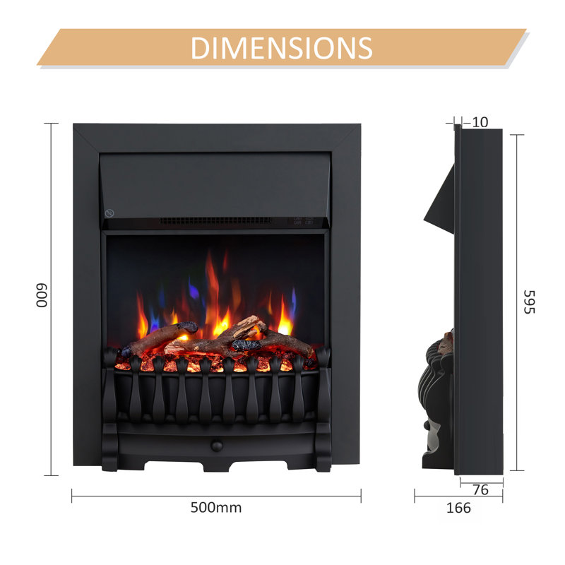 BLENHEIM FLAMEKO 23.3cm W Electric Fireplace Insert, Black