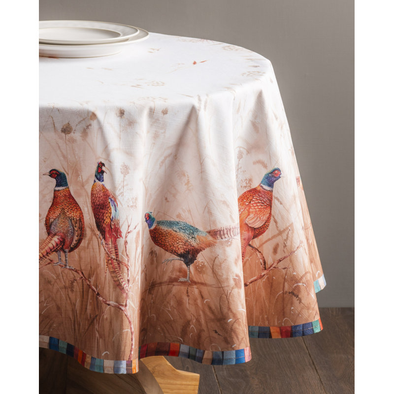 Maison d'Hermine Faisan D'Automne 100% Cotton Tablecloth - 63" Round, 63" x 63"