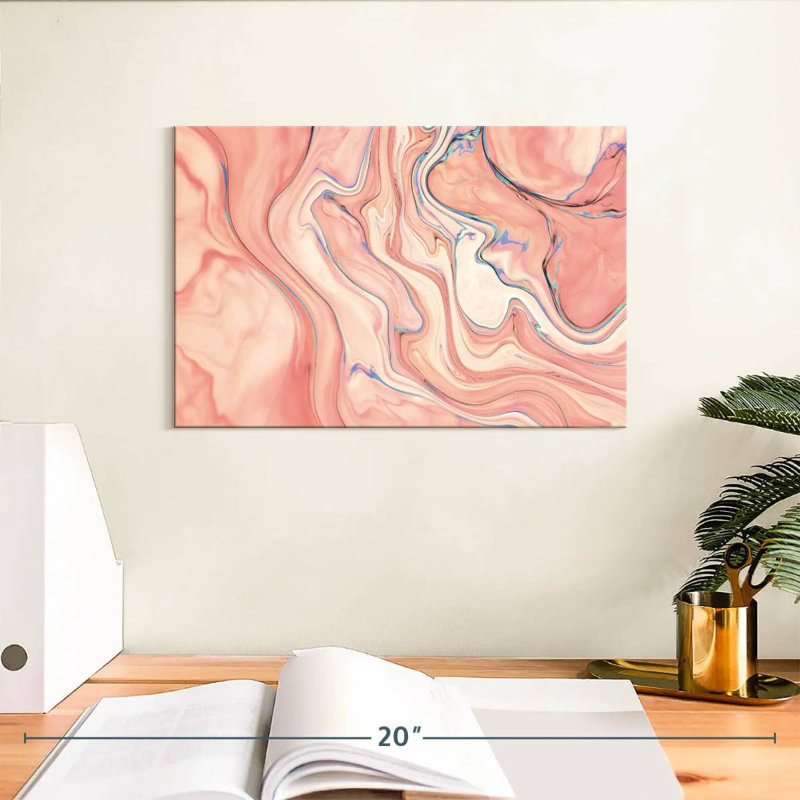 Avery rose abstrait, H 8 po x l 12 po