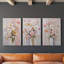 Ensemble de 3 toiles tendues avec châssis Floral Series Series Cxxiii - Prêt à être accroché-107311298