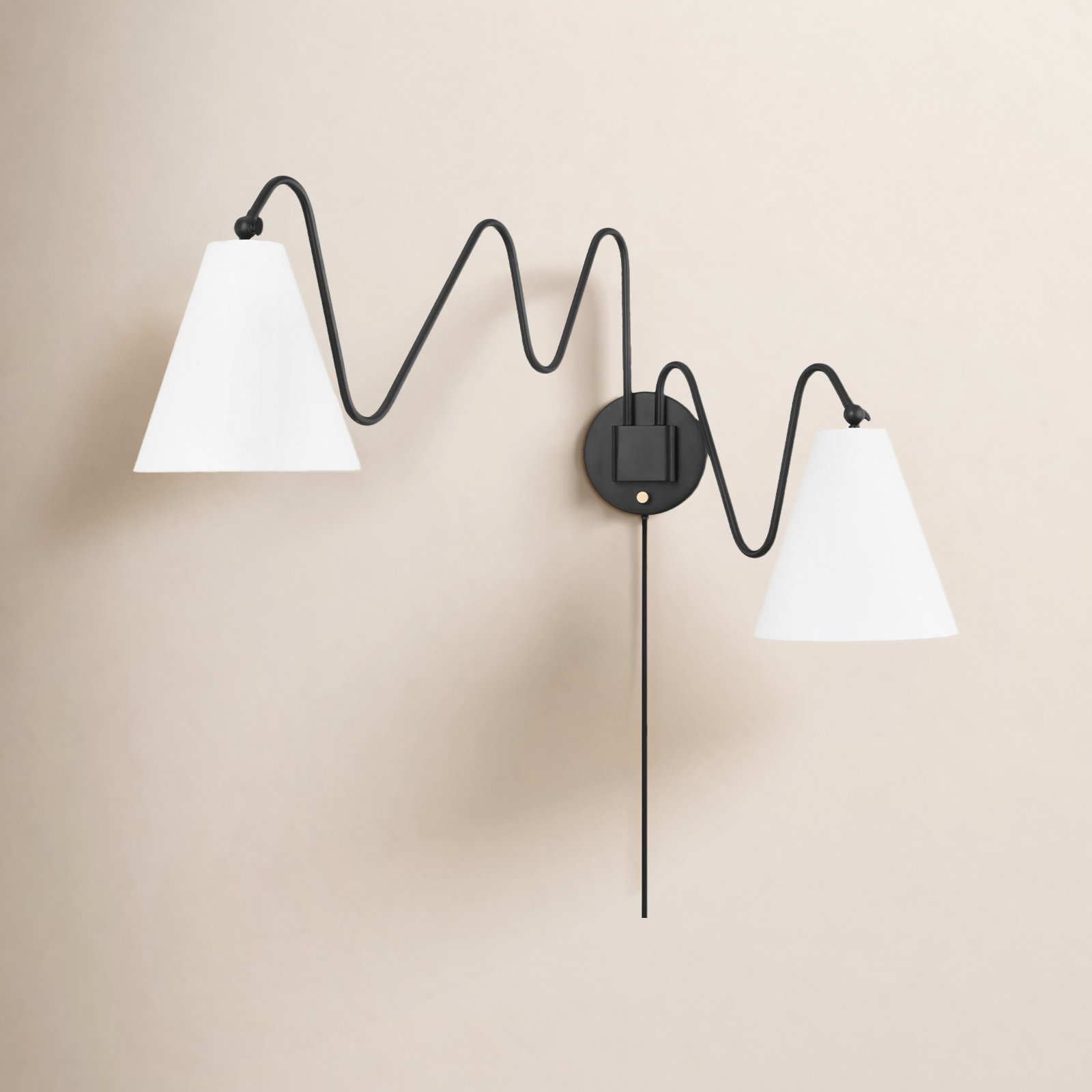 Hudson Valley 2-Light Swing Arm Sconce, Soft Black
