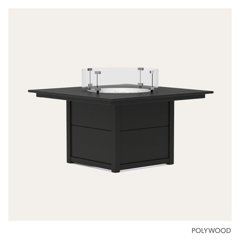 POLYWOOD Square 42" Fire Pit Table, Black