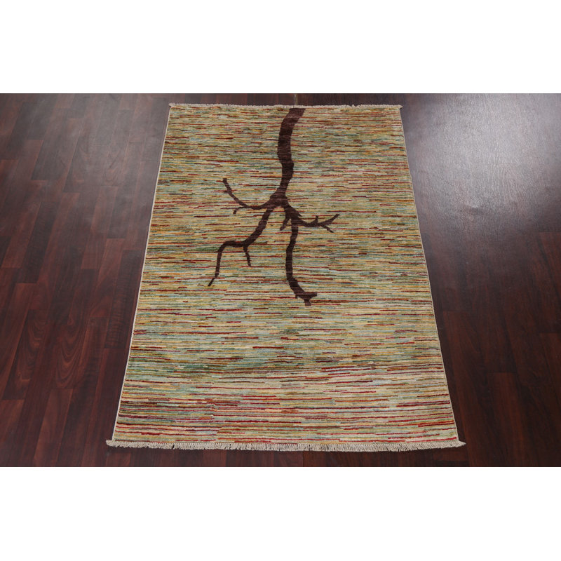 Tapis à motif de légumes Gabbeh Kashkoli noué à la main 4 x 6