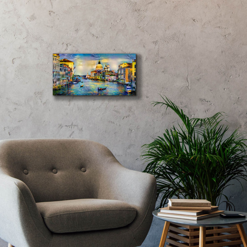 «Venice Italy Grand Canal and La Salute» par Pedro Gavidia, art mural sur toile, H 12 po x l 24 po x P 0,75 po